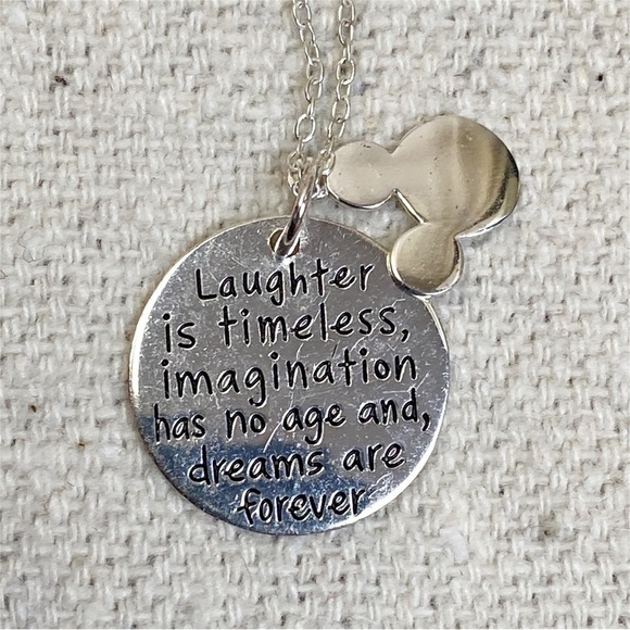 Sterling Silver Two Piece Disney® Laughter is Timeless Mickey Mouse Necklace - Picture 5 of 8